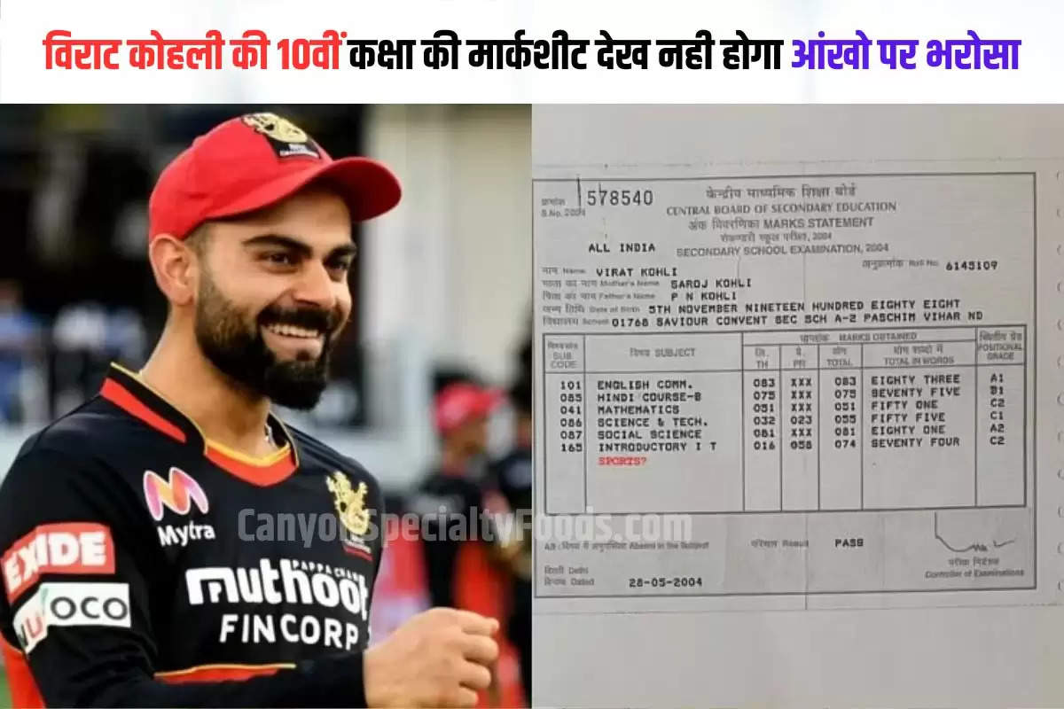 Virat kohli 10th class marksheet