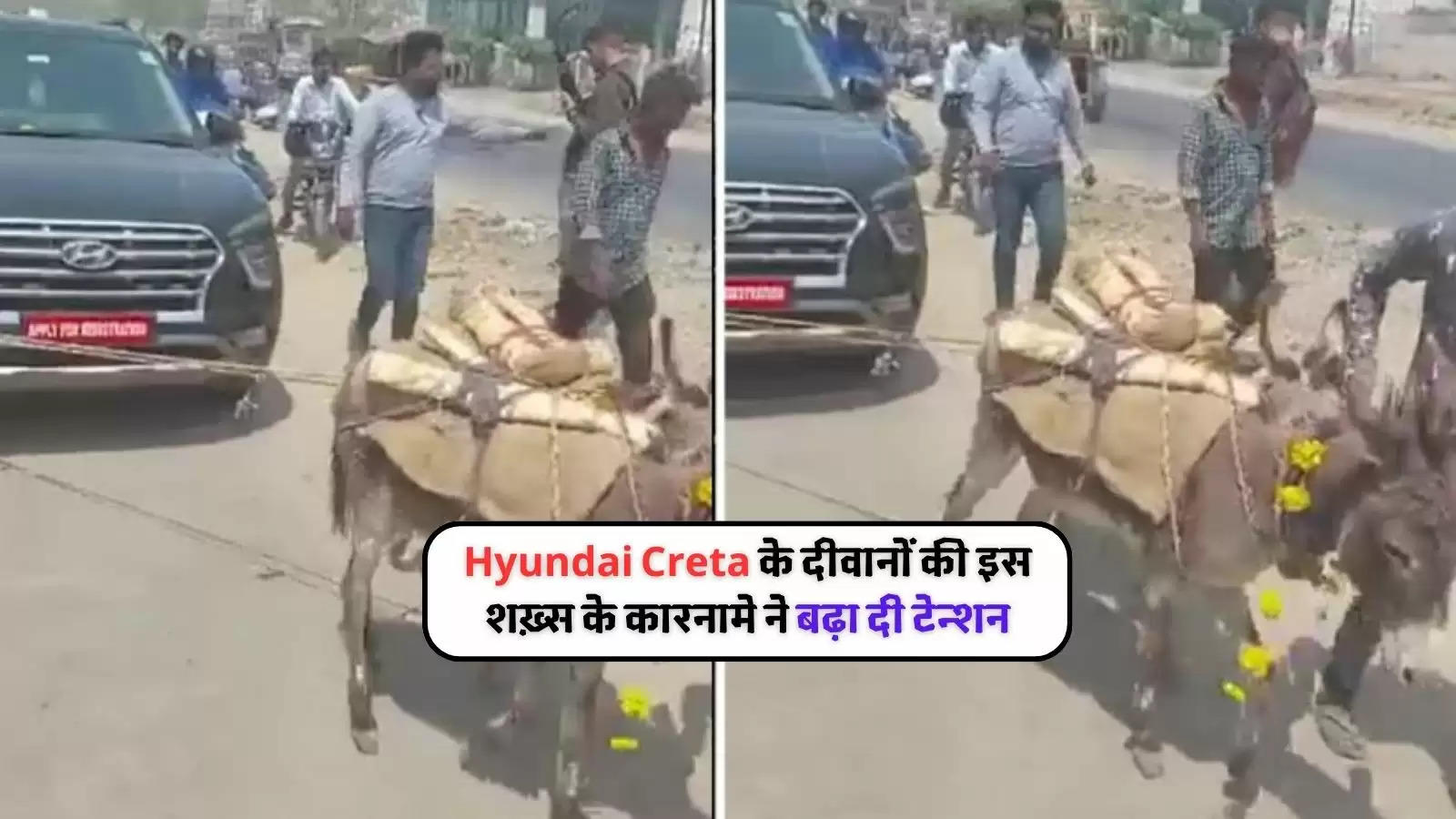 Hyundai Creta dragged by donkey (2)