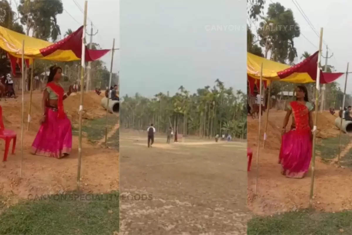 desi cheer girl dancing in village