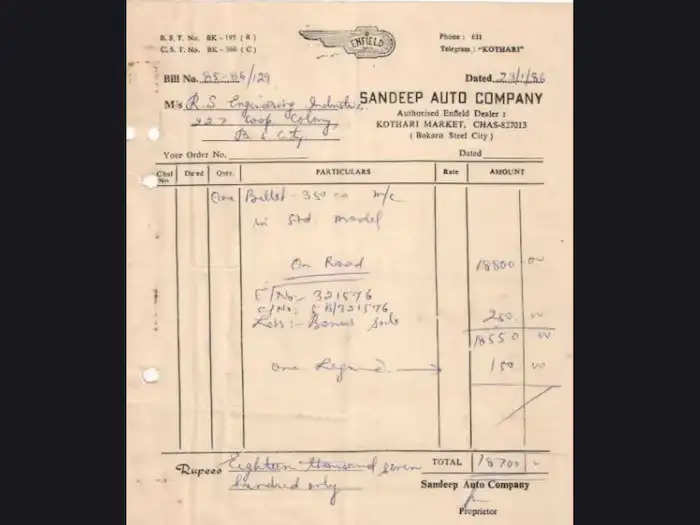 1986 royal enfield bill