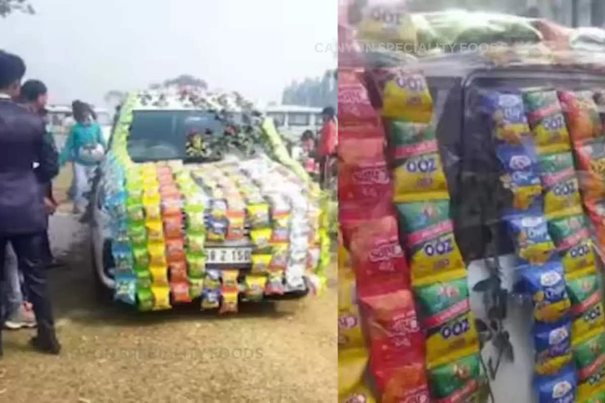 Groom car Decorated with potato chips